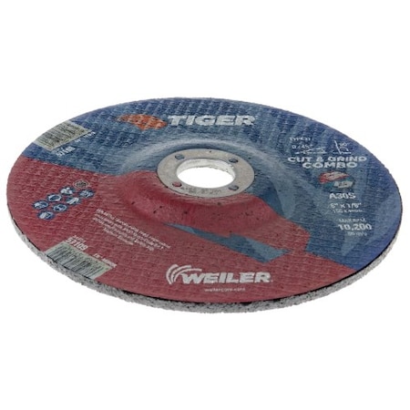 Weiler 6 in Dia, 1/8 in Thick, 7/8 in Arbor Hole Size, Aluminum Oxide, 30 Grit 57109